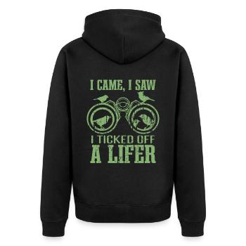 Vogelbeobachtung Zitat Lustige Vogelbeobachtung - Unisex Premium Bio Zip Hoodie - Schwarz - Hinten - Nico (187cm)