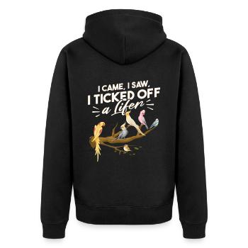 Vogelbeobachter Lustige Vogelbeobachtung Vogelbeobachtung Humor - Unisex Premium Bio Zip Hoodie - Schwarz - Hinten - Nico (187cm)