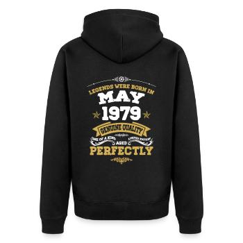 Vintage Aged To Perfection May 1979 - Unisex Premium Organic Zip Hoodie - black - Back - Nico (187cm)