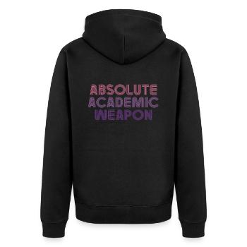 Studenten Absolute Academic Weapon - Unisex Premium Bio Zip Hoodie - Schwarz - Hinten - Nico (187cm)