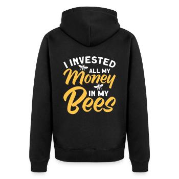 Imker Bienenzüchter Bienen Honigbiene Imkerei - Unisex Premium Bio Zip Hoodie - Schwarz - Hinten - Nico (187cm)