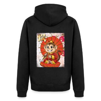 Jahr Des Affen Mondneujahrsfest Chinesisches - Unisex Premium Bio Zip Hoodie - Schwarz - Hinten - Nico (187cm)
