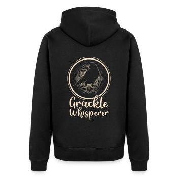 Blackbird Grackle Bird Design for Birdwatchers - Unisex Premium Organic Zip Hoodie - black - Back - Nico (187cm)