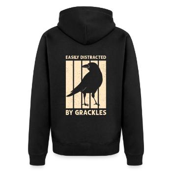 Blackbird Grackle Bird Design for Birdwatchers - Unisex Premium Organic Zip Hoodie - black - Back - Nico (187cm)