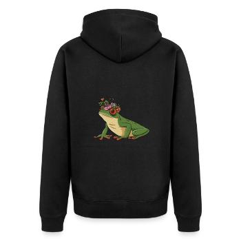 Grenouille aux yeux rouges avec des fleurs design pour un - Veste à capuche bio Premium Unisexe - noir - Dos - Nico (187cm)