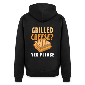 Grilled cheese? Yes please Foodie Grilled cheese - Unisex Premium Organic Zip Hoodie - black - Back - Nico (187cm)