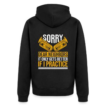 Blasorchester Design Für Euphonium-bariton-spieler - Unisex Premium Bio Zip Hoodie - Schwarz - Hinten - Nico (187cm)