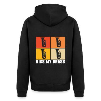 Tuba Tubist - Unisex Premium Bio Zip Hoodie - Schwarz - Hinten - Nico (187cm)