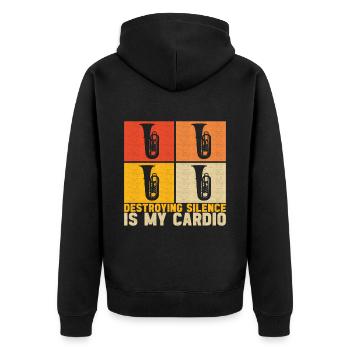 Tuba Tubist - Unisex Premium Bio Zip Hoodie - Schwarz - Hinten - Nico (187cm)