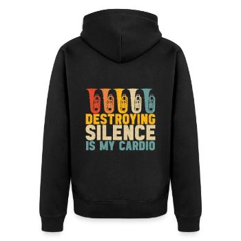 Tuba Tubist - Unisex Premium Bio Zip Hoodie - Schwarz - Hinten - Nico (187cm)