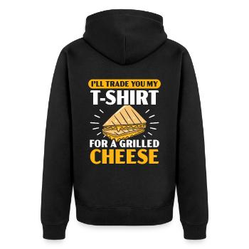 I exchange my T-shirt for a grilled cheese - Unisex Premium Organic Zip Hoodie - black - Back - Nico (187cm)