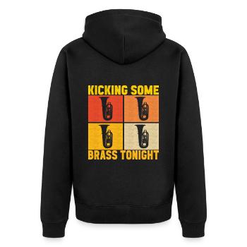 Tuba Tubist - Unisex Premium Bio Zip Hoodie - Schwarz - Hinten - Nico (187cm)