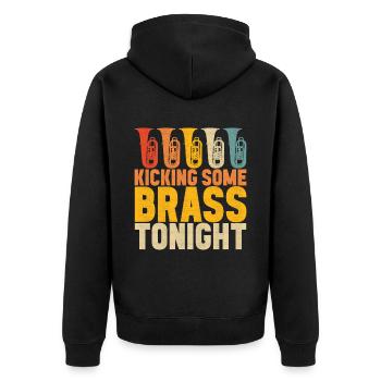Tuba Tubist - Unisex Premium Bio Zip Hoodie - Schwarz - Hinten - Nico (187cm)