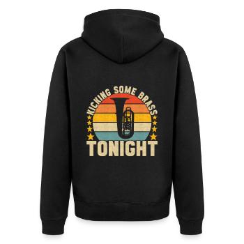 Tuba Tubist - Unisex Premium Bio Zip Hoodie - Schwarz - Hinten - Nico (187cm)