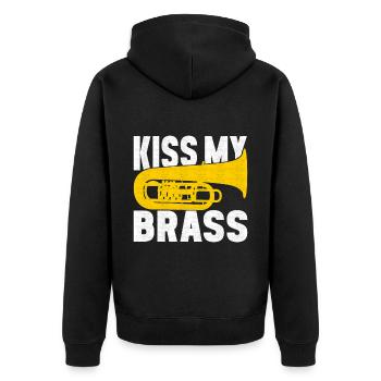 Tuba Tubist - Unisex Premium Bio Zip Hoodie - Schwarz - Hinten - Nico (187cm)