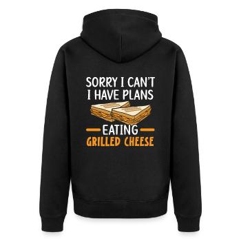 Sorry, I can't, I have plans, - Unisex Premium Organic Zip Hoodie - black - Back - Nico (187cm)