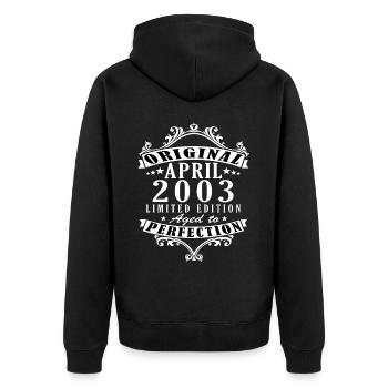 April 2003. Anniversary April 2003. Gift 2003. - Unisex Premium Organic Zip Hoodie - black - Back - Nico (187cm)