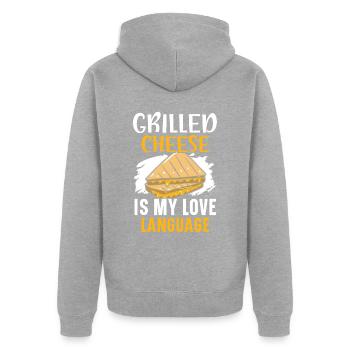 Gegrillter Käse ist meine Liebessprache Foodie Che - Unisex Premium Bio Zip Hoodie - Grau meliert - Hinten - Nico (187cm)