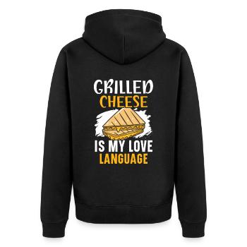 Grilled cheese is my love language Foodie Che - Unisex Premium Organic Zip Hoodie - black - Back - Nico (187cm)