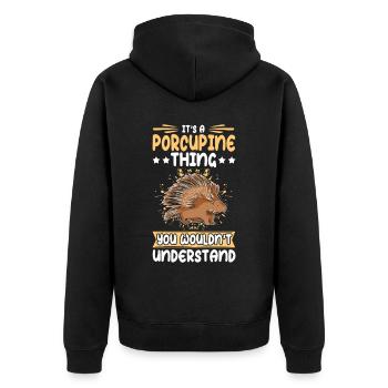 Porcs-épics Cadeau de porc-épic - Veste à capuche bio Premium Unisexe - noir - Dos - Nico (187cm)