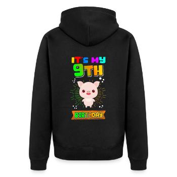 9. Geburtstag 9 Jahre alt Geschenkidee Geschenk - Unisex Premium Bio Zip Hoodie - Schwarz - Hinten - Nico (187cm)