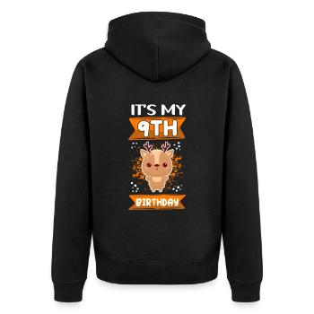 9. Geburtstag | 9 Jahre alt Geschenkidee Geschenk - Unisex Premium Bio Zip Hoodie - Schwarz - Hinten - Nico (187cm)