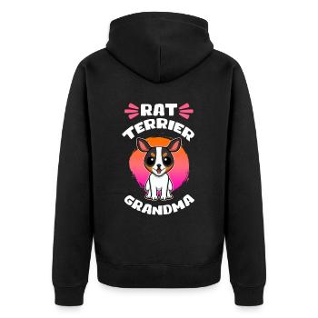 Rat Terrier Grandma Hunde Hundebesitzer Geschenk - Unisex Premium Bio Zip Hoodie - Schwarz - Hinten - Nico (187cm)