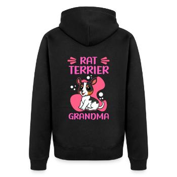 Rat Terrier Grandma Hund Hundebesitzer Geschenk - Unisex Premium Bio Zip Hoodie - Schwarz - Hinten - Nico (187cm)