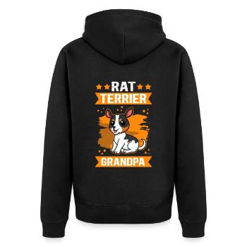 Rat Terrier Grandpa Hunde Hundebesitzer Geschenk - Unisex Premium Bio Zip Hoodie - Schwarz - Hinten - Nico (187cm)