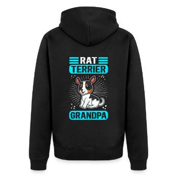 Rat Terrier Grandpa Hund Hundebesitzer Geschenk - Unisex Premium Bio Zip Hoodie - Schwarz - Hinten - Nico (187cm)