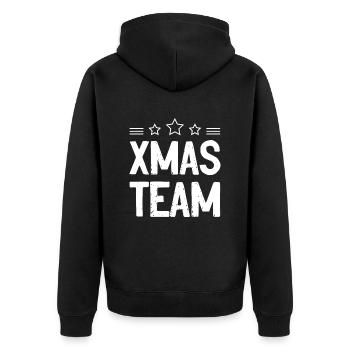 Xmas Team Weihnachten - Unisex Premium Bio Zip Hoodie - Schwarz - Hinten - Nico (187cm)
