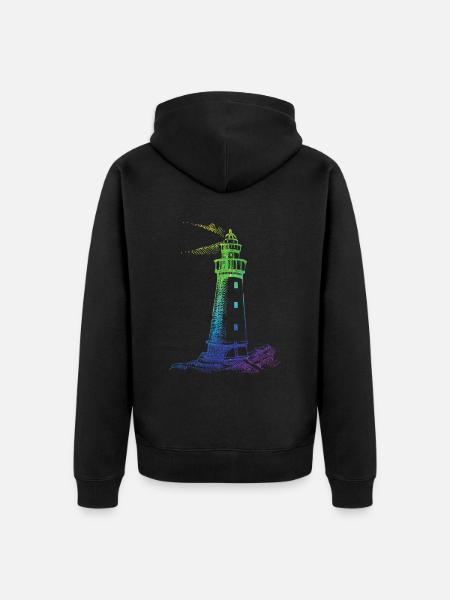 Rainbow Lighthouse - Unisex Premium Organic Zip Hoodie - black