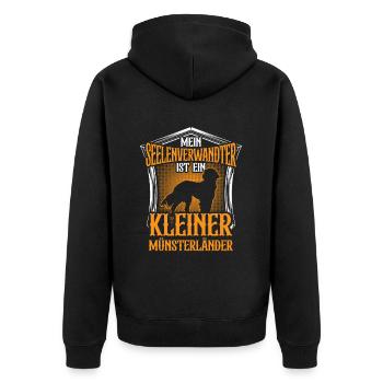Kleiner Münsterländer ist mein Seelenverwandter - Unisex Premium Bio Zip Hoodie - Schwarz - Hinten - Nico (187cm)