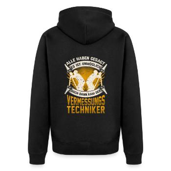 Vermessungstechniker unmöglich Vermesser - Unisex Premium Bio Zip Hoodie - Schwarz - Hinten - Nico (187cm)