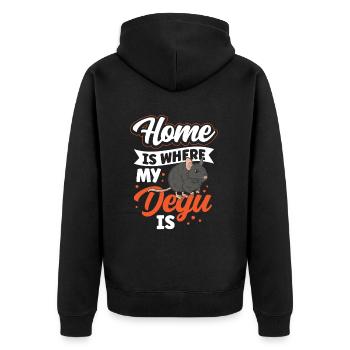 Degu is my home rodent puff rat - Unisex Premium Organic Zip Hoodie - black - Back - Nico (187cm)
