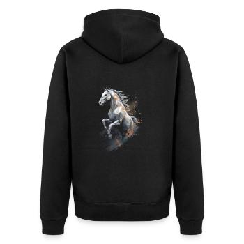 Cheval saut Polygone dans la poussière - Veste à capuche bio Premium Unisexe - noir - Dos - Nico (187cm)