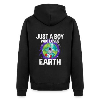 Earth Planet Gift - Unisex Premium Organic Zip Hoodie - black - Back - Nico (187cm)
