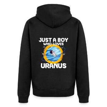 Uranus Planet Gift - Unisex Premium Organic Zip Hoodie - black - Back - Nico (187cm)