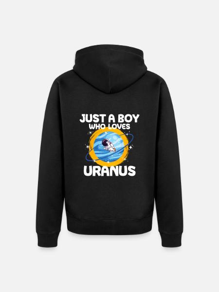 Uranus Planet Geschenk - Unisex Premium Bio Zip Hoodie - Schwarz