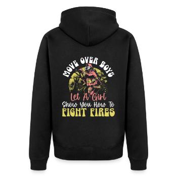Fireman Fire Rescue Firefighter Firetruck - Unisex Premium Organic Zip Hoodie - black - Back - Nico (187cm)