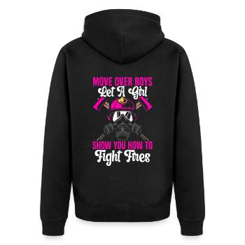 Fireman Fire Rescue Firefighter Firetruck - Unisex Premium Organic Zip Hoodie - black - Back - Nico (187cm)
