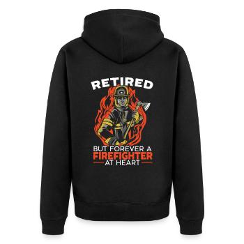 Feuerwehrmann Feuerwehrauto - Unisex Premium Bio Zip Hoodie - Schwarz - Hinten - Nico (187cm)