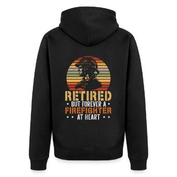 Feuerwehrmann Feuerwehrauto - Unisex Premium Bio Zip Hoodie - Schwarz - Hinten - Nico (187cm)