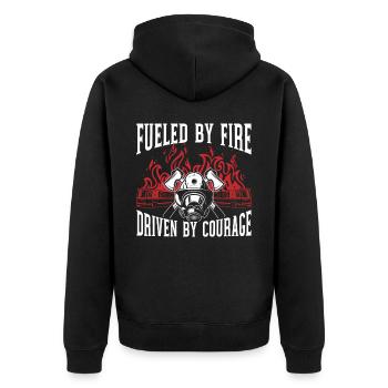 Fueled By Fire Driven By Courage Fireman Firefight - Unisex Premium Organic Zip Hoodie - black - Back - Nico (187cm)
