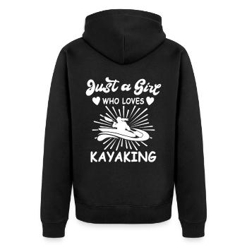 Kayaker Kayak Kayaking - Unisex Premium Organic Zip Hoodie - black - Back - Nico (187cm)