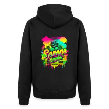 Retro Summer - Unisex Premium Organic Zip Hoodie - black - Back - Nico (187cm)