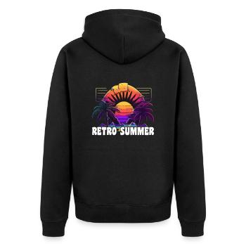 Retro Summer - Unisex Premium Organic Zip Hoodie - black - Back - Nico (187cm)
