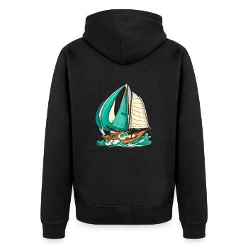 Boot Segelboot Segeln - Unisex Premium Bio Zip Hoodie - Schwarz - Hinten - Nico (187cm)