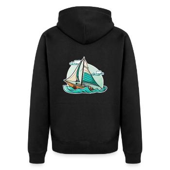 Boot Segelboot Segeln - Unisex Premium Bio Zip Hoodie - Schwarz - Hinten - Nico (187cm)