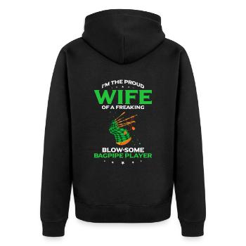 Bagpipes for pipers and Scots - Unisex Premium Organic Zip Hoodie - black - Back - Nico (187cm)